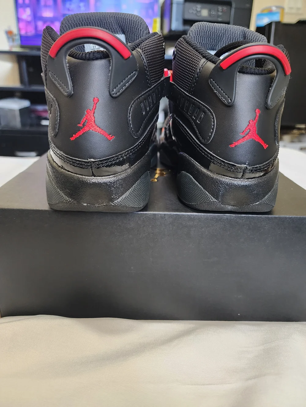 Nike Air Jordan 6 Rings Toddler/Youth Black and Red  Sneakers